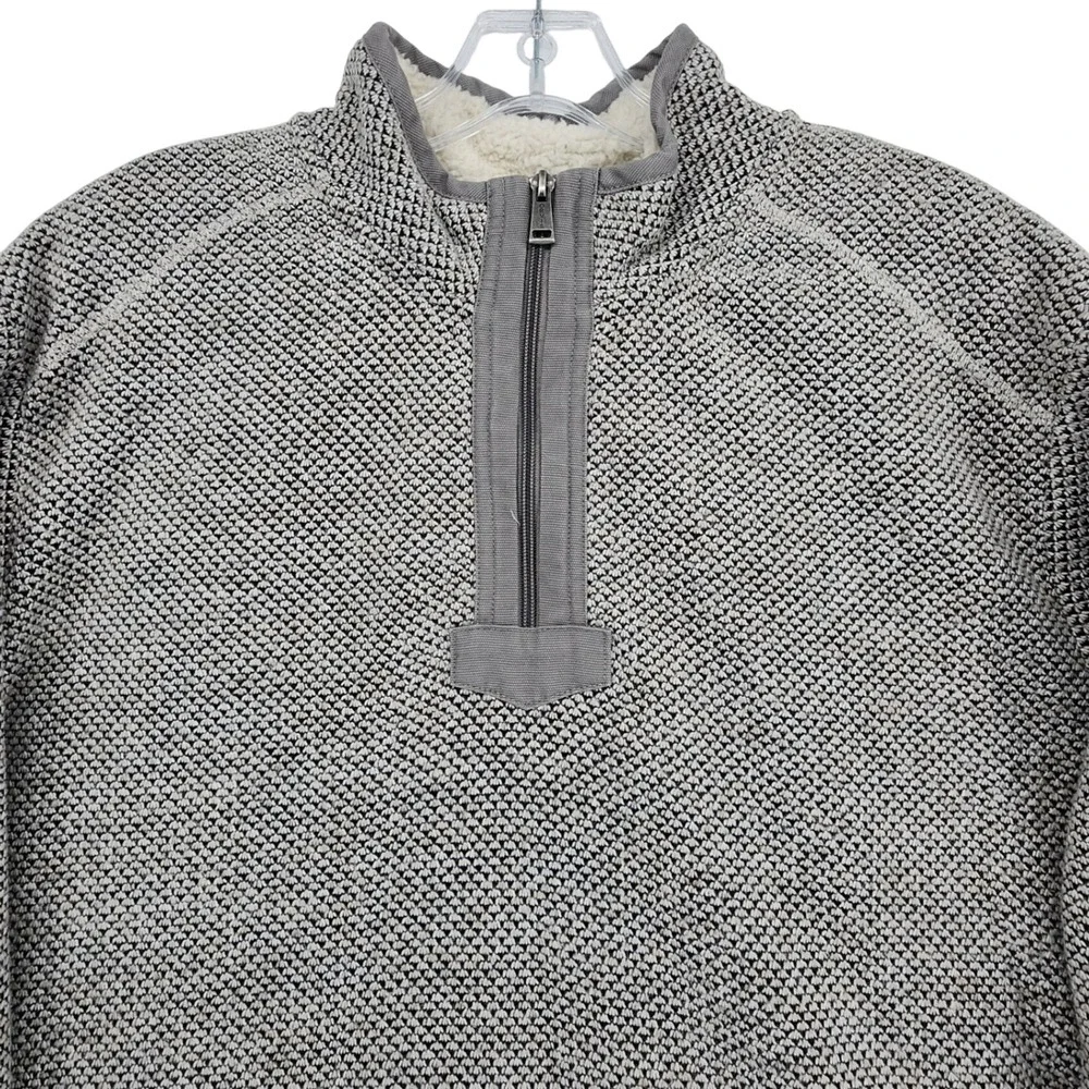 Orvis XL Gray 1/4 Zip Pullover Sherpa Lined Knit Sweater Gorpcore Cabin Outdoor